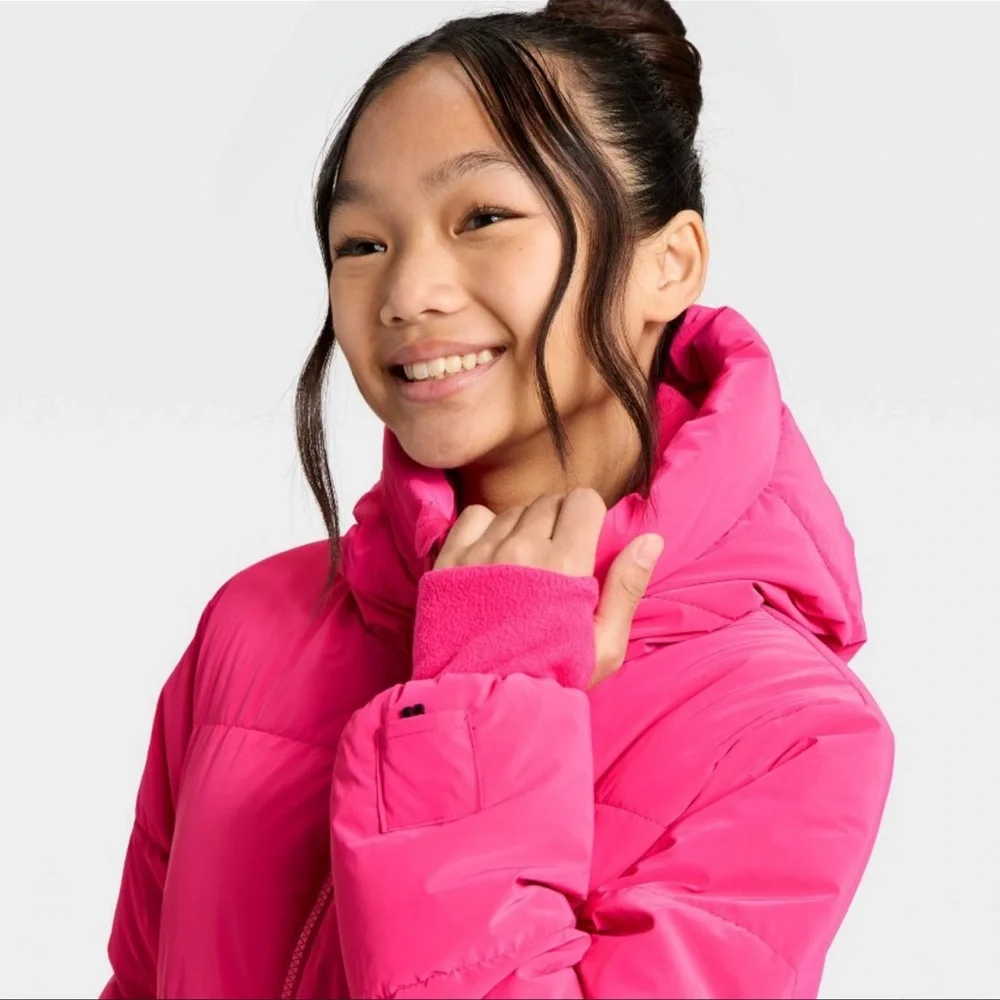All In Motion Girls Heavyweight Puffer Jacket - Pink Size XXL (16/18) NWT